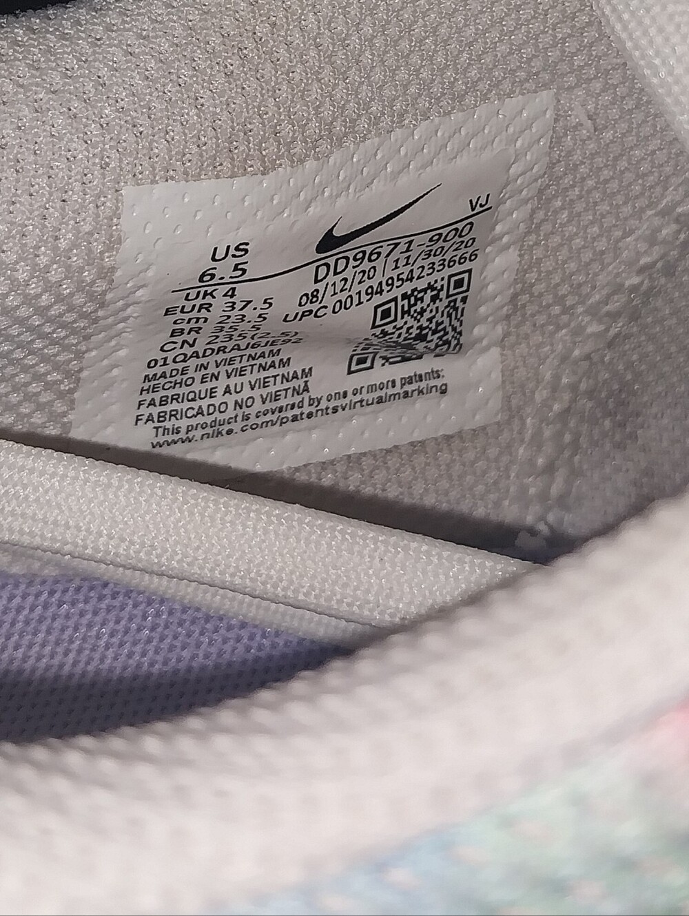Nike Air Max Excee Sneakers Womens 6.5 White Purple Pulse Tie Dye - Picture 7 of 7
